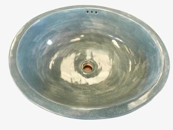 Lavabo Ovalin Gigante En Talavera Fina Gris Estilo Antiguo.