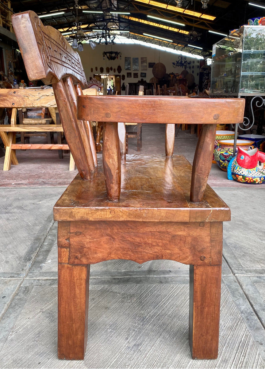 Antique and Original Rustic Mesquite Wood Bench.