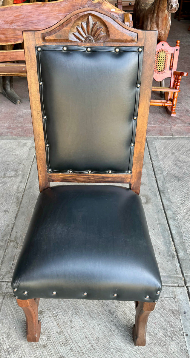 Silla De Madera De Mezquite Y Piel Estilo Hacienda