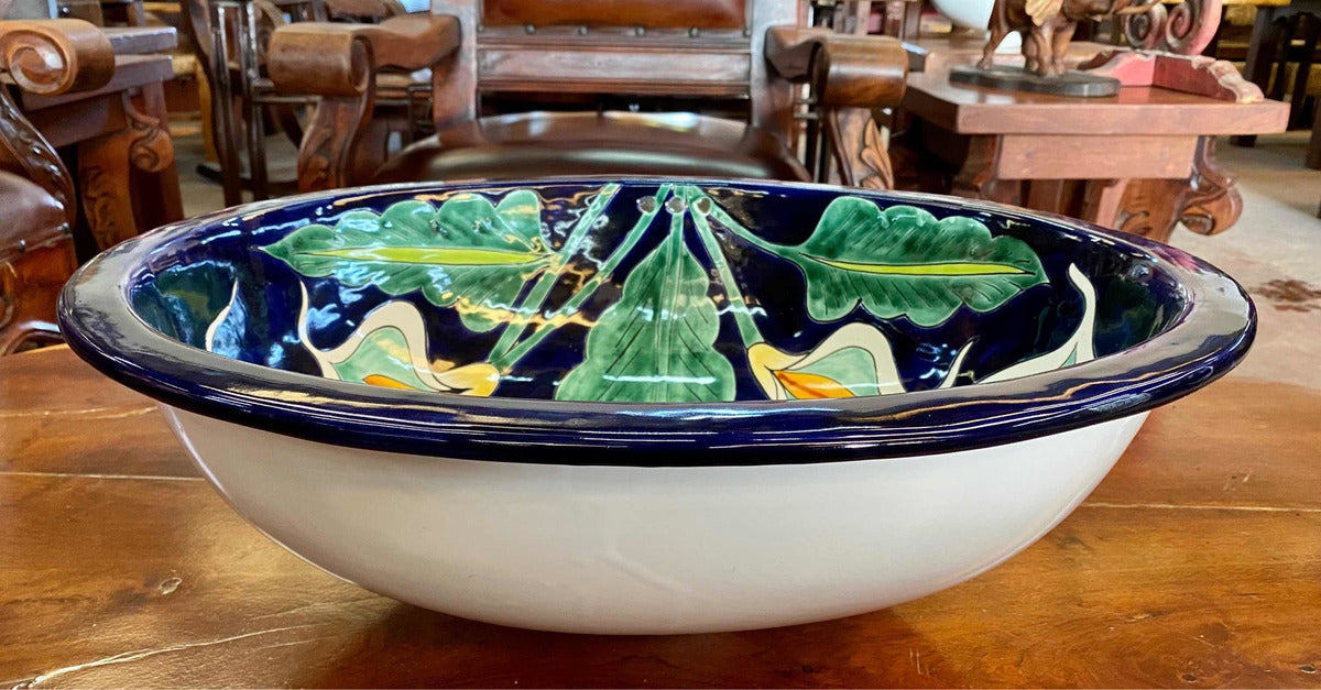Lavabo Ovalin Gigante Artesanal Talavera Estilo Antiguo