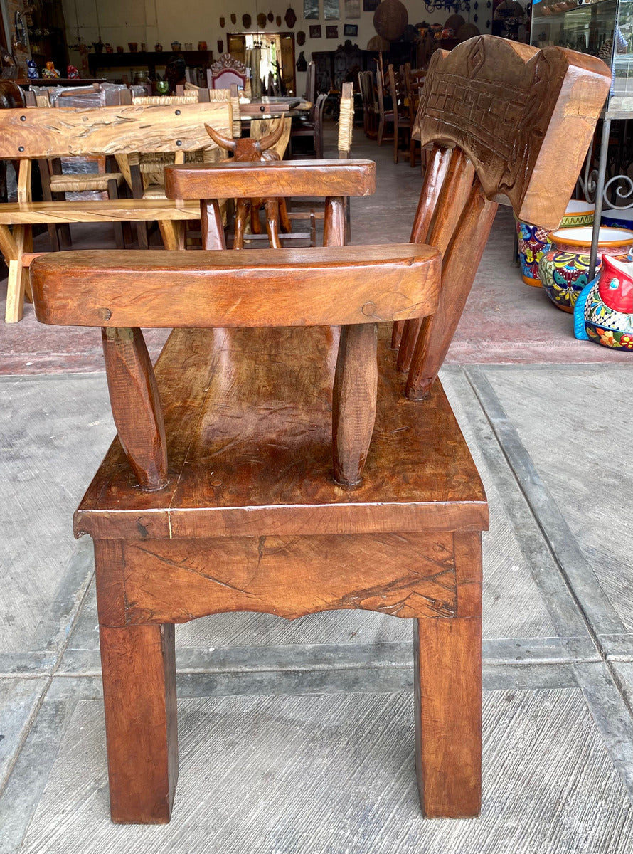 Antique and Original Rustic Mesquite Wood Bench.