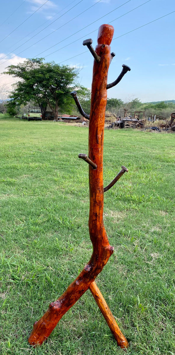 Rustic Coat Rack Made of Sustainable Wood in an Antique Style.