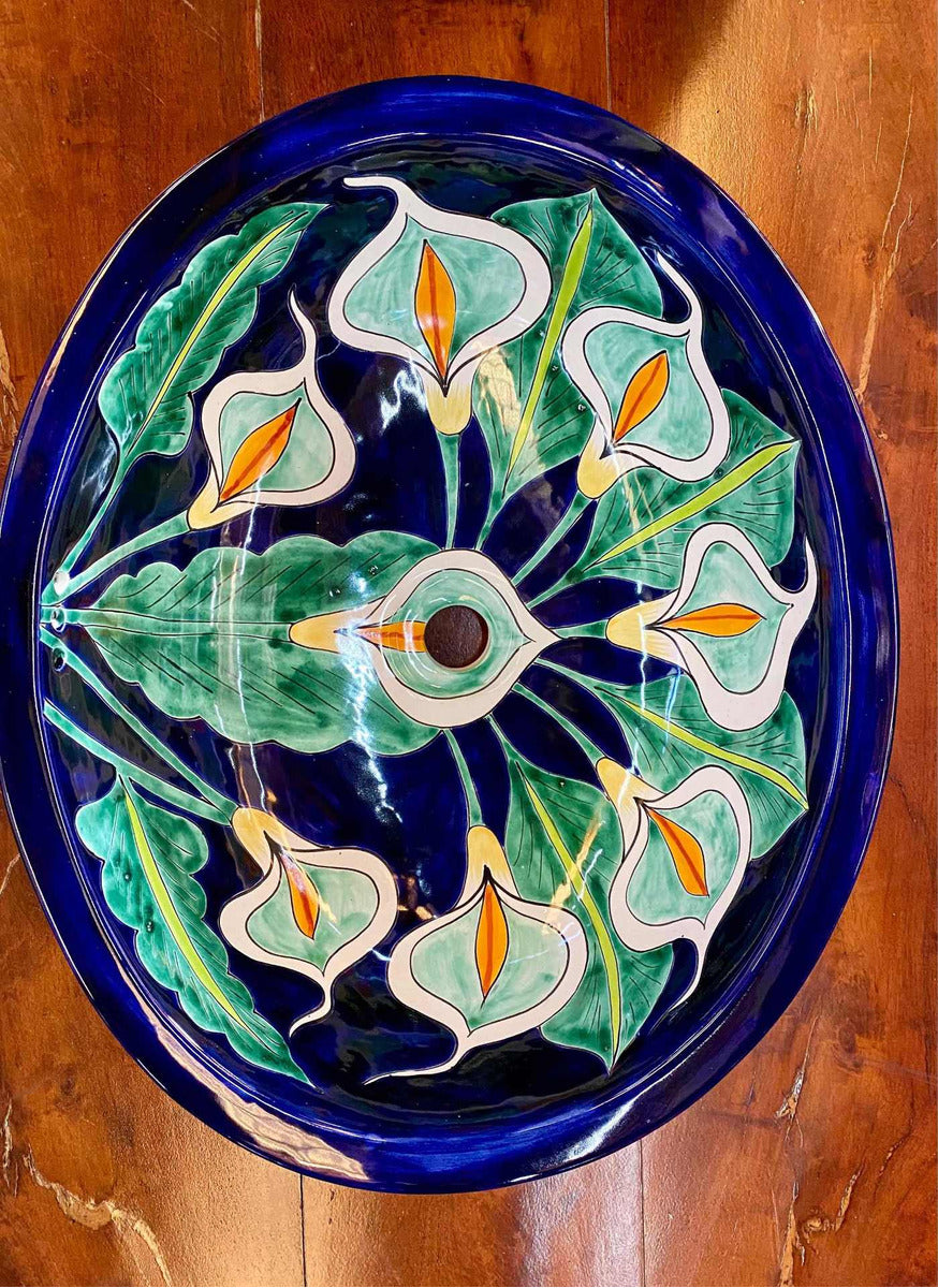 Lavabo Ovalin Gigante Artesanal Talavera Estilo Antiguo