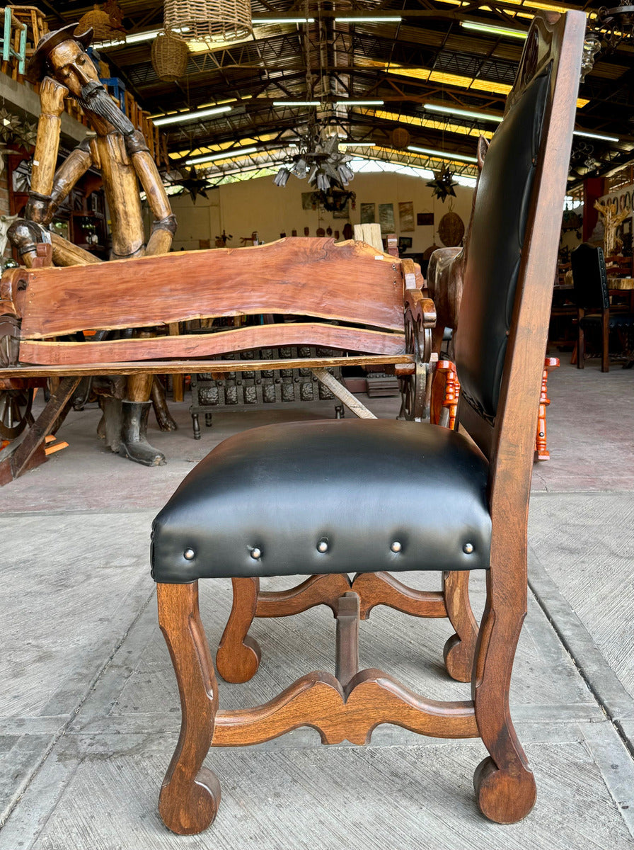 Silla De Madera De Mezquite Y Piel Estilo Hacienda