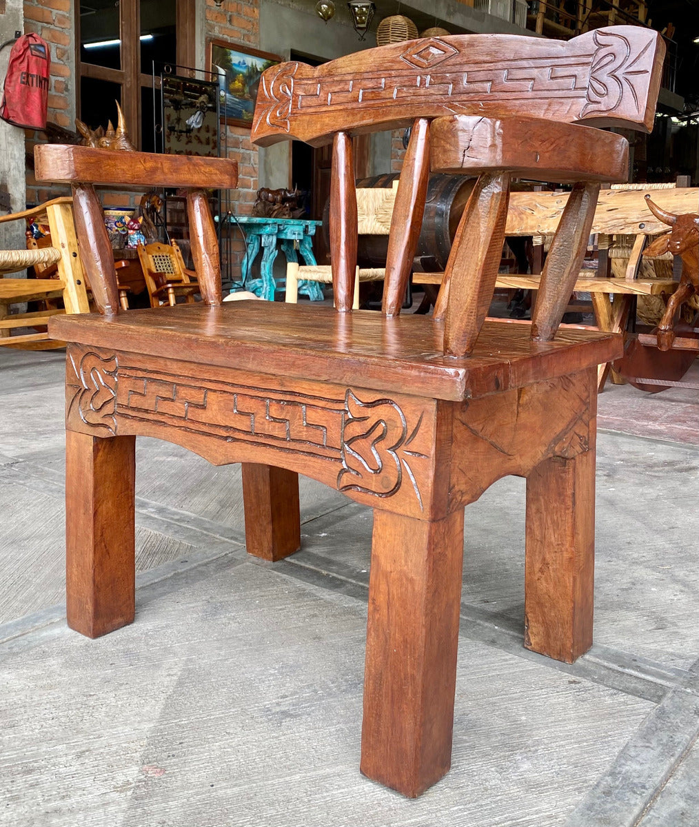 Antique and Original Rustic Mesquite Wood Bench.