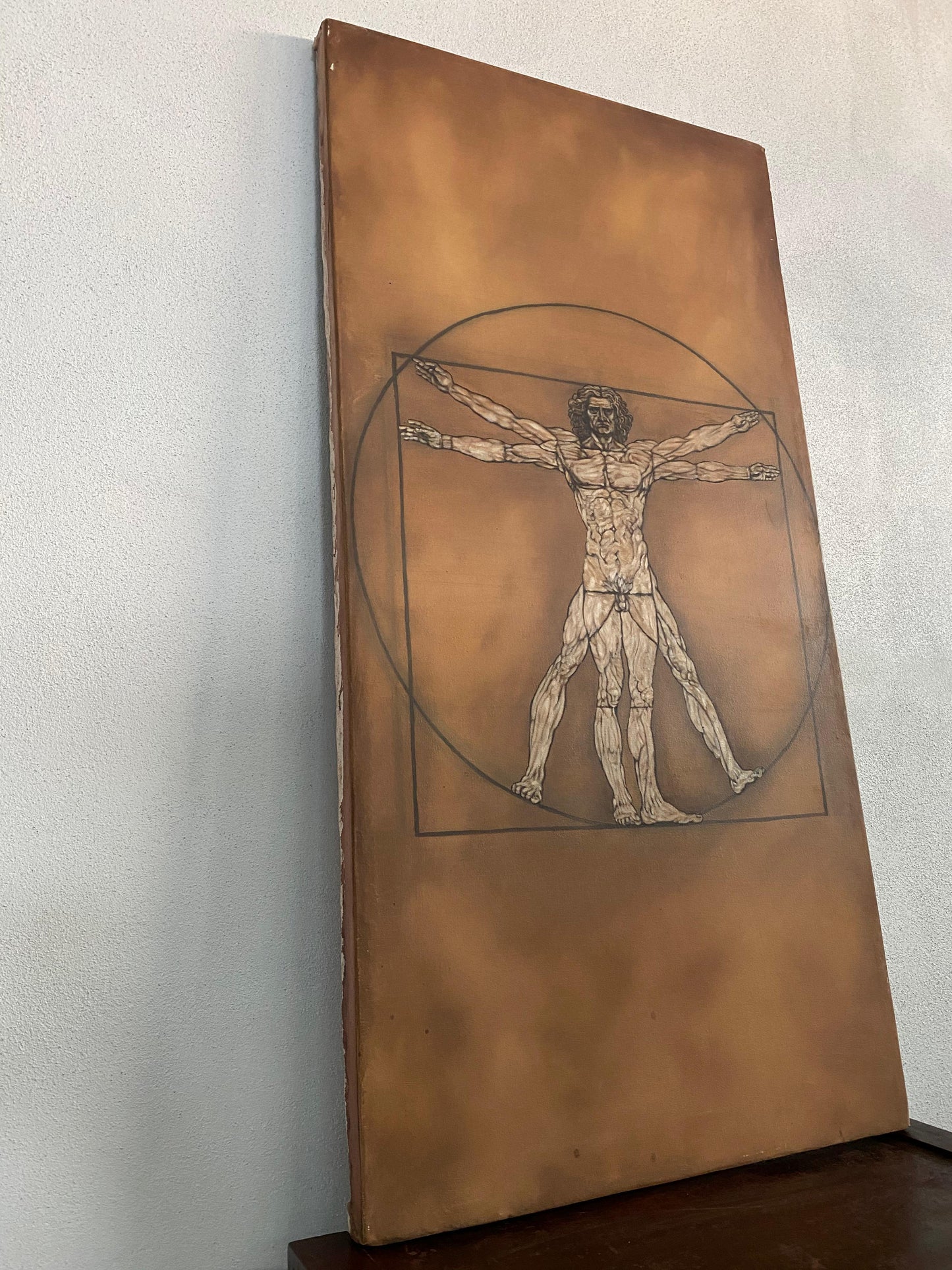 Pintura De Oleo Sobre Tela De El Hombre De Vitruvio