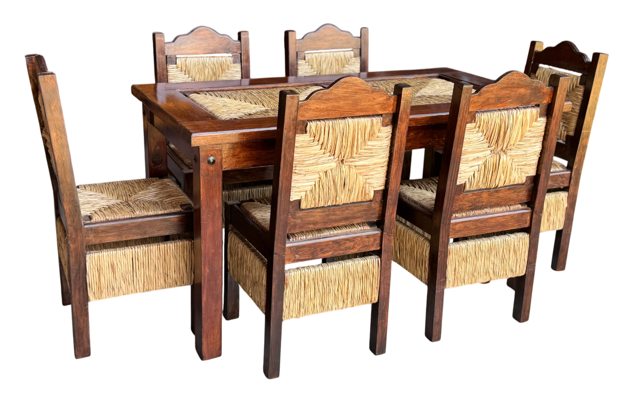 Beautiful Handcrafted Dining Room Made Of Sustainable Wood And Woven Table Top