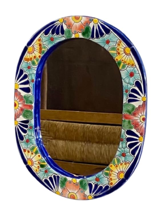 Beautiful handmade mirror in fine Talavera, antique style.