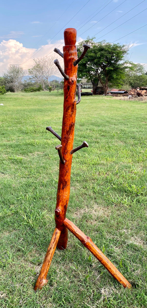 Rustic Coat Rack Made of Sustainable Wood in an Antique Style.