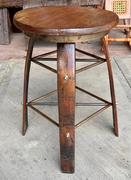 Antique Industrial Barrel Wood Rotating Handcrafted Bench