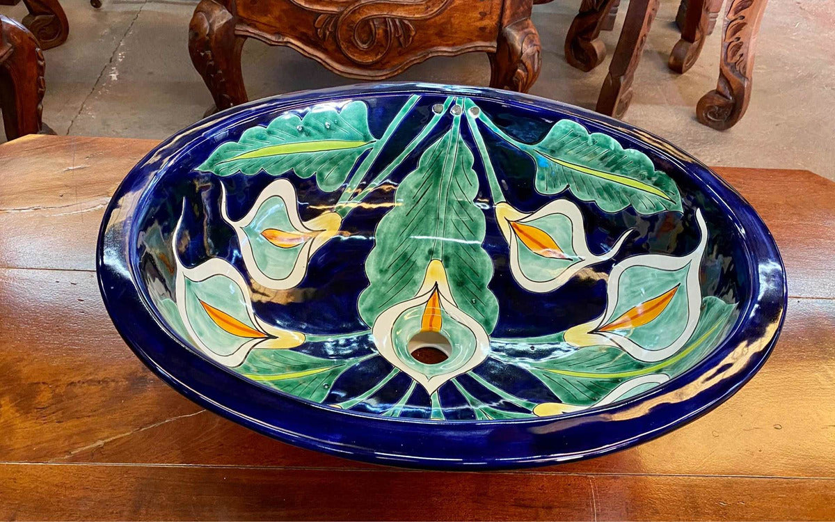 Lavabo Ovalin Gigante Artesanal Talavera Estilo Antiguo