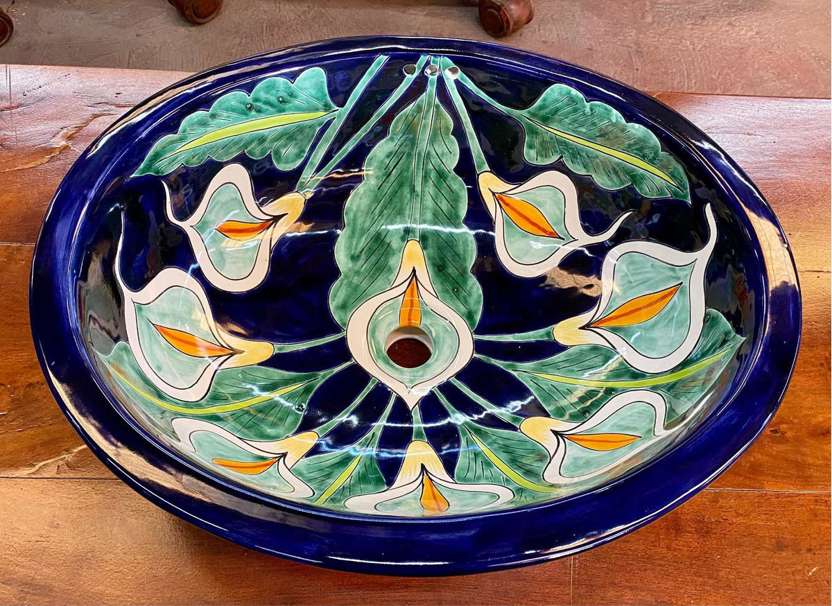 Lavabo Ovalin Gigante Artesanal Talavera Estilo Antiguo