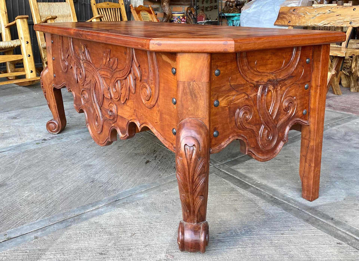 Beautiful Antique Style Hand Carved Mesquite Office Desk