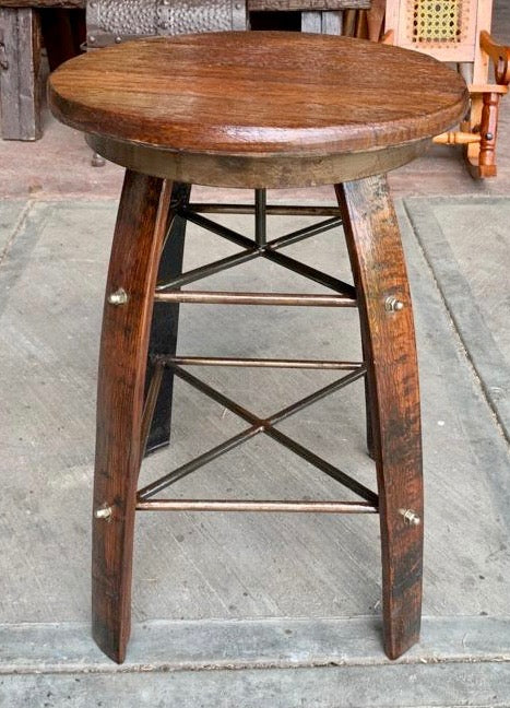 Antique Industrial Barrel Wood Rotating Handcrafted Bench