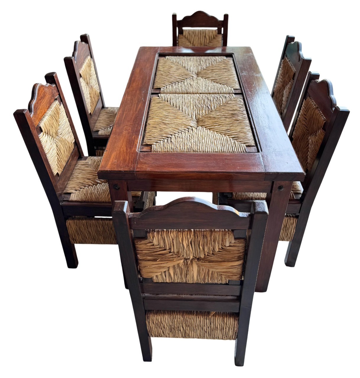 Beautiful Handcrafted Dining Room Made Of Sustainable Wood And Woven Table Top