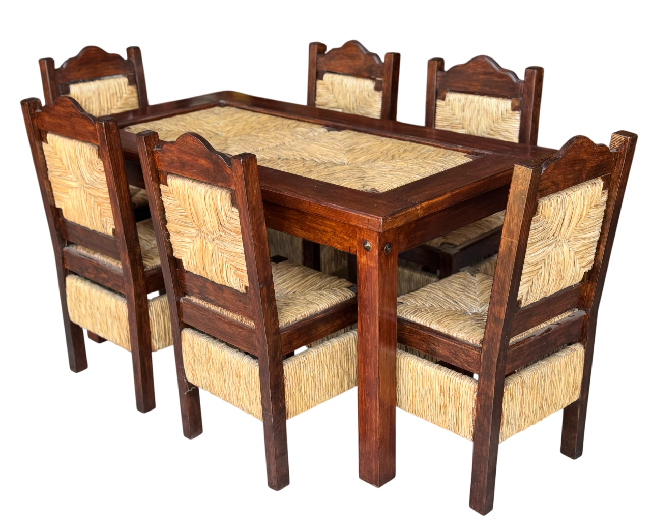 Beautiful Handcrafted Dining Room Made Of Sustainable Wood And Woven Table Top