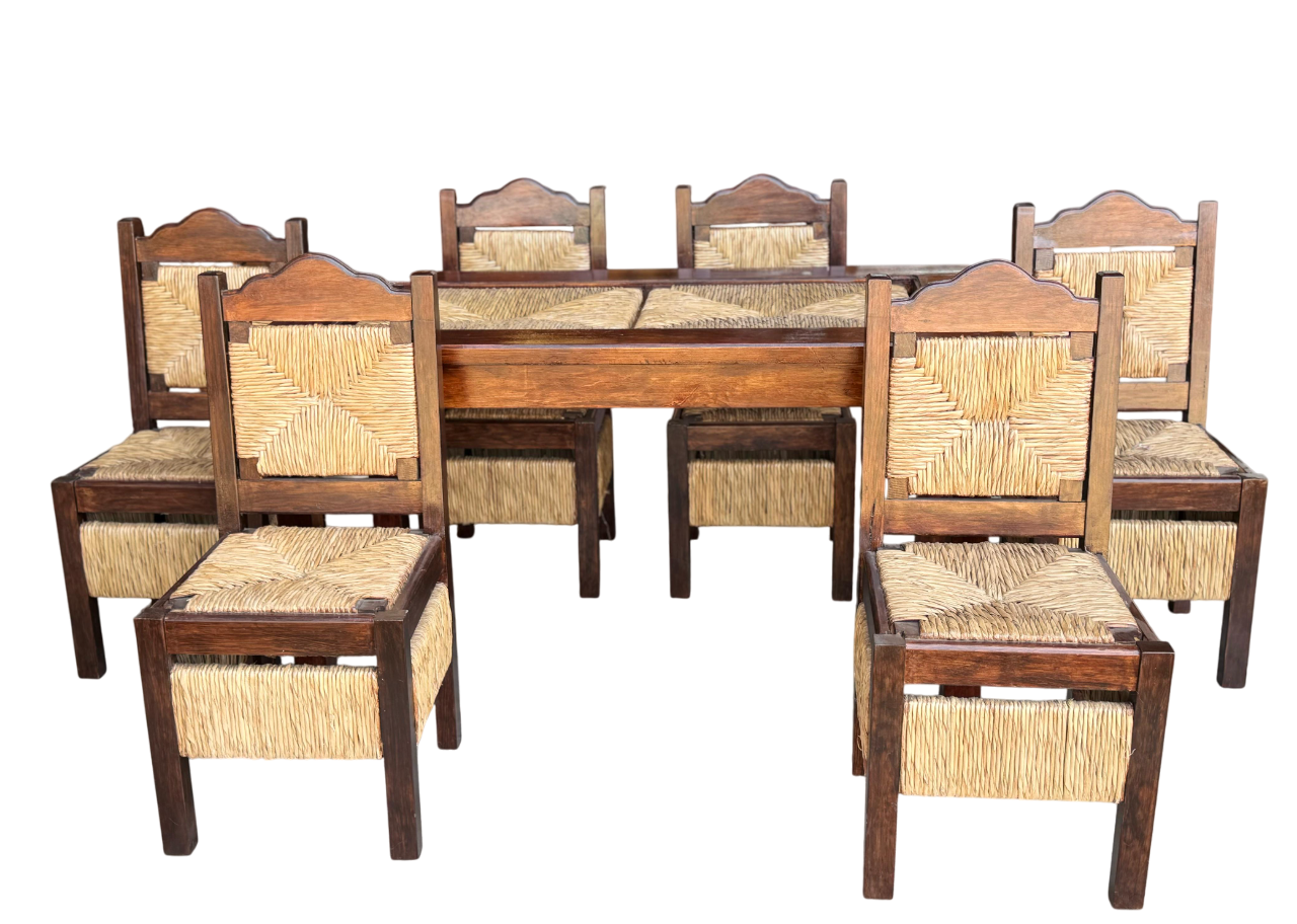 Beautiful Handcrafted Dining Room Made Of Sustainable Wood And Woven Table Top