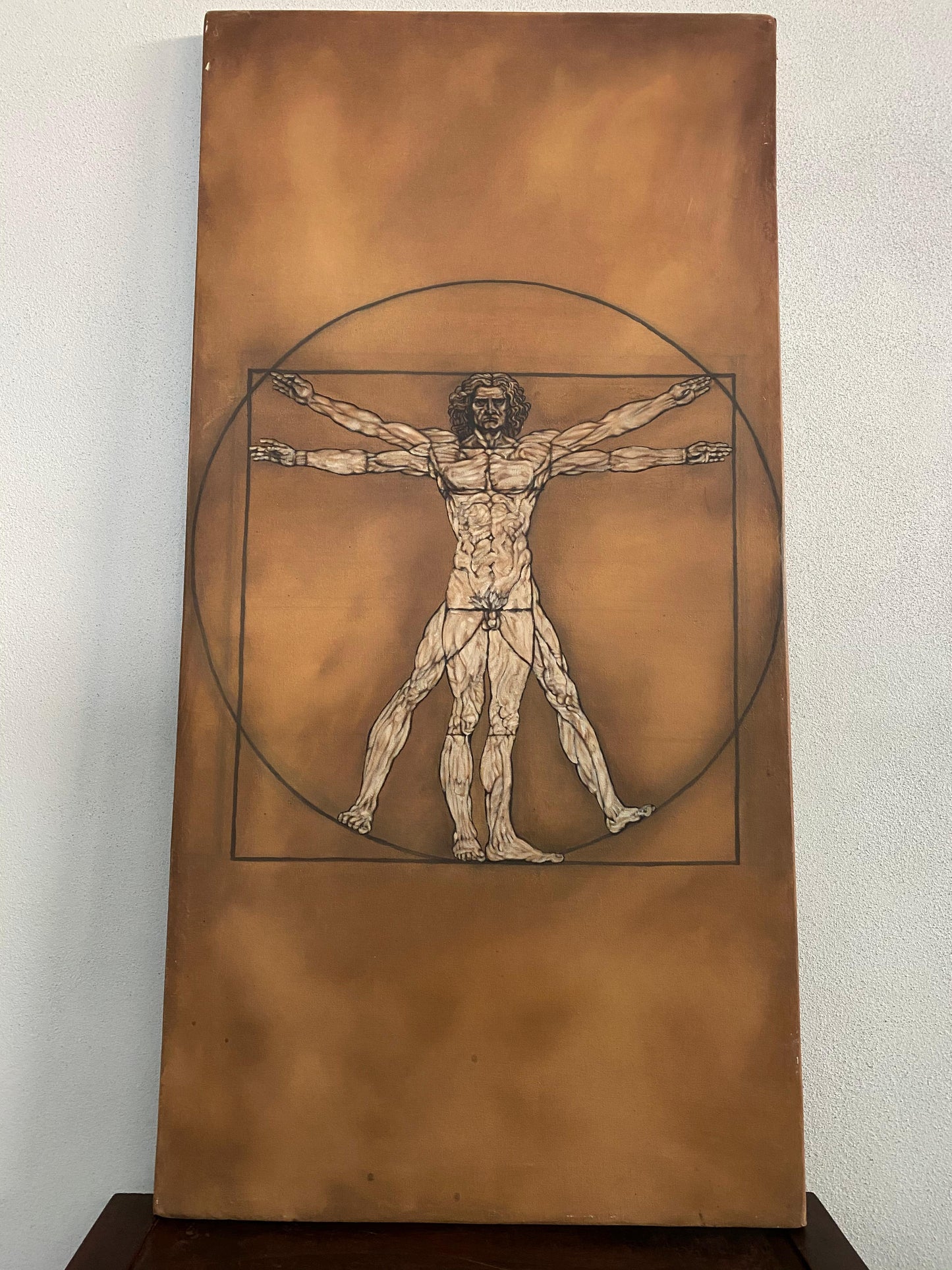 Pintura De Oleo Sobre Tela De El Hombre De Vitruvio