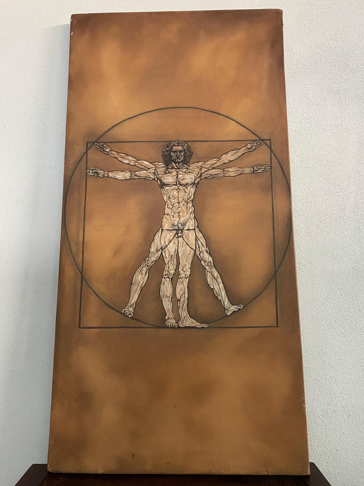 Pintura De Oleo Sobre Tela De El Hombre De Vitruvio