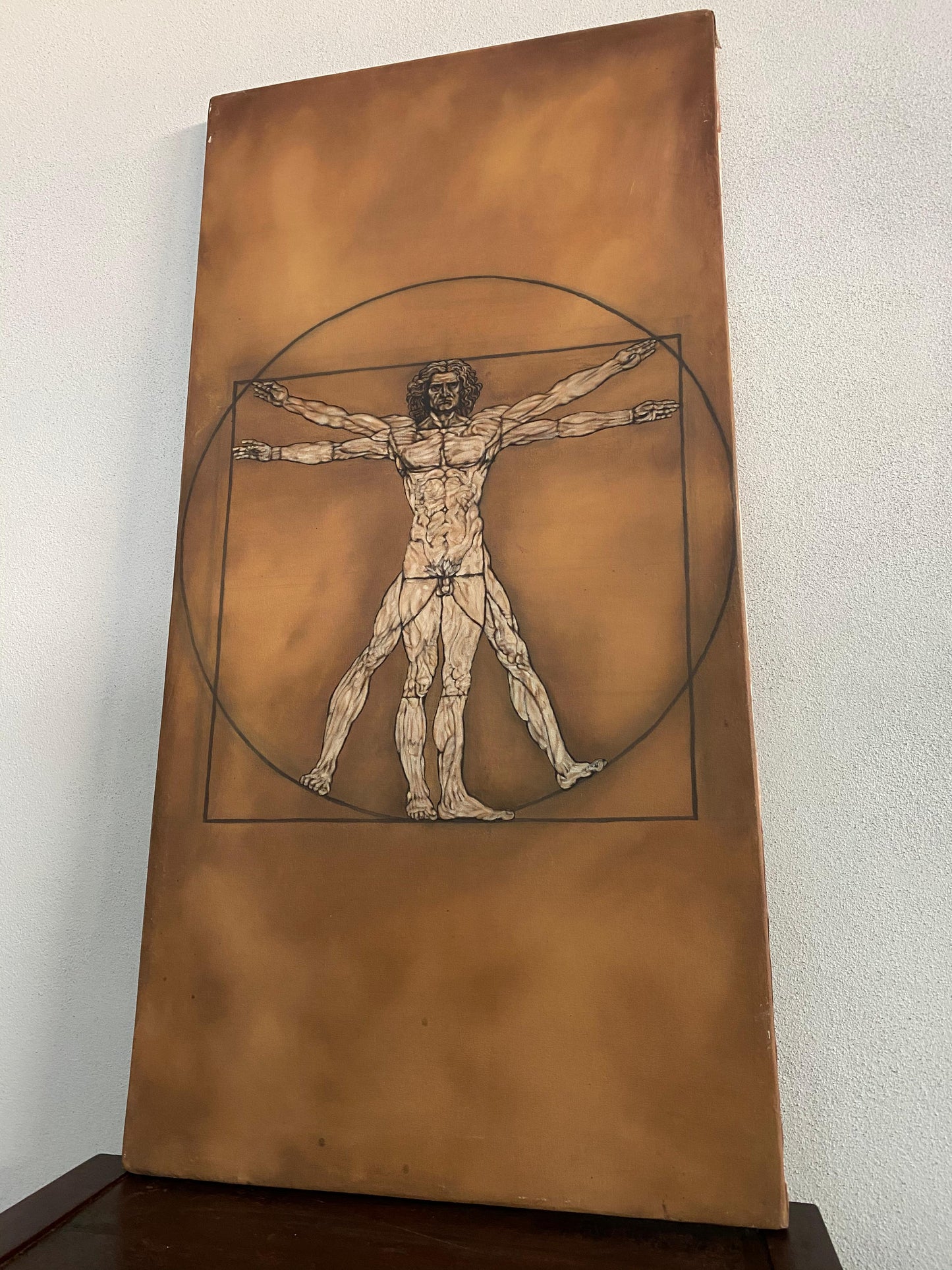 Pintura De Oleo Sobre Tela De El Hombre De Vitruvio