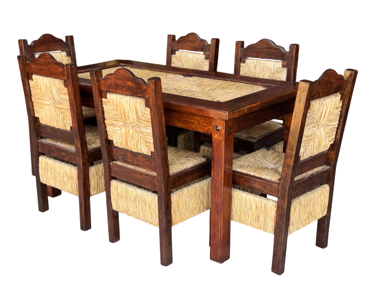 Beautiful Handcrafted Dining Room Made Of Sustainable Wood And Woven Table Top