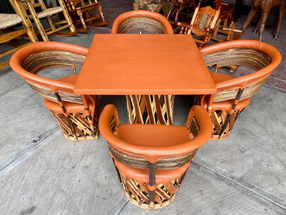 Equipal Square Handcrafted Dining Room in Antique Varas Style