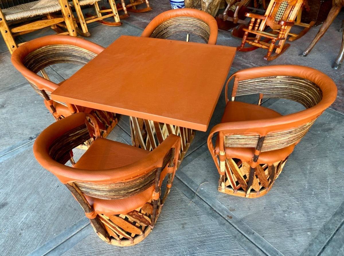 Equipal Square Handcrafted Dining Room in Antique Varas Style