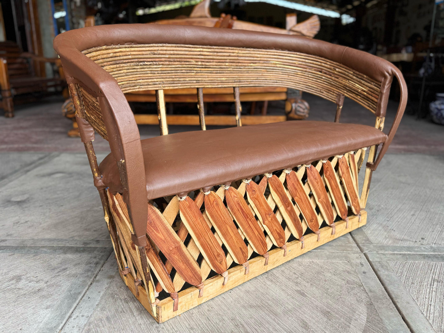 Equipal White Love Seat Chair for 2 People, Antique Style
