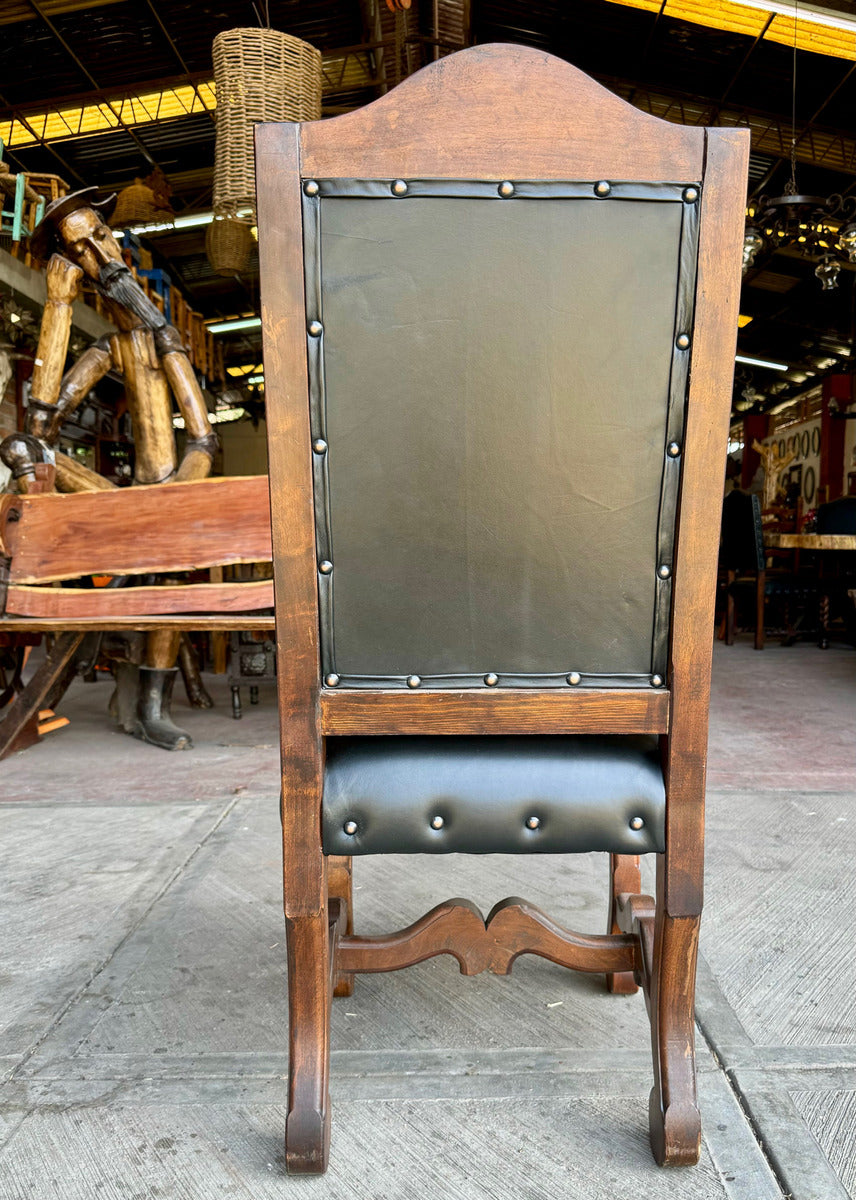 Silla De Madera De Mezquite Y Piel Estilo Hacienda