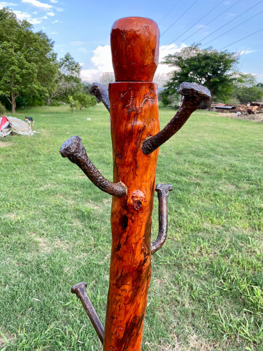 Rustic Coat Rack Made of Sustainable Wood in an Antique Style.