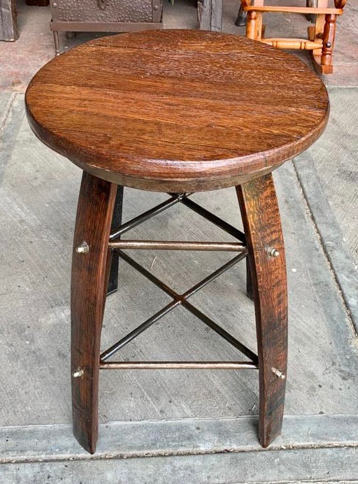 Antique Industrial Barrel Wood Rotating Handcrafted Bench