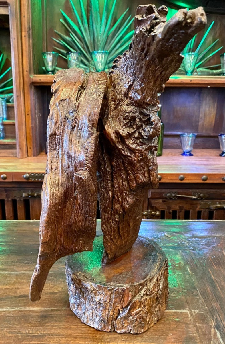 Original Escultura Águila Labrada Madera Raíz Estilo Antiguo