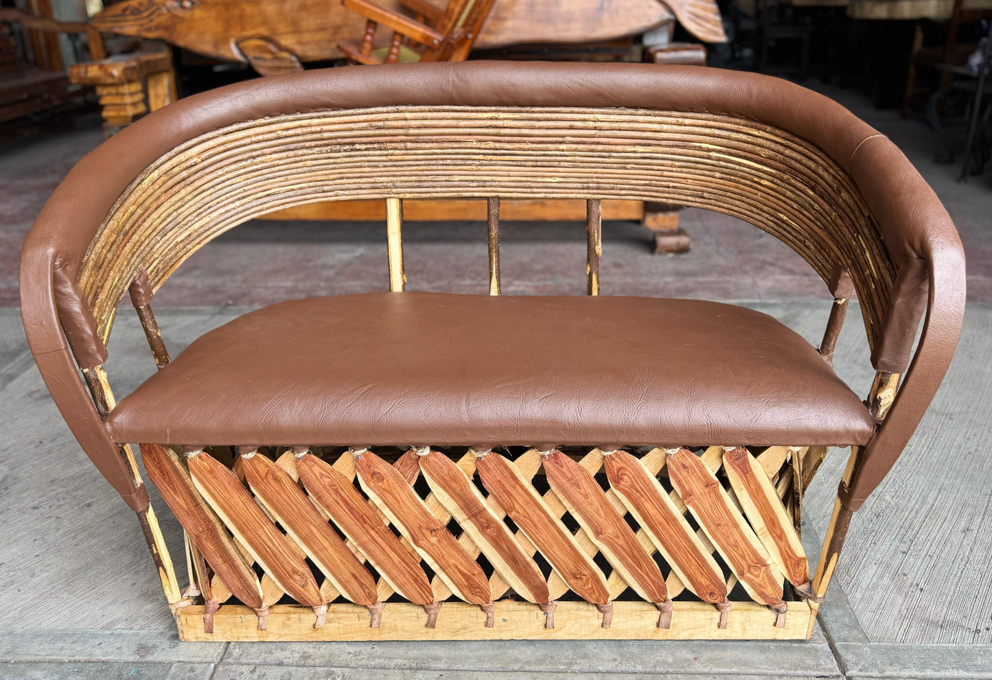 Equipal White Love Seat Chair for 2 People, Antique Style