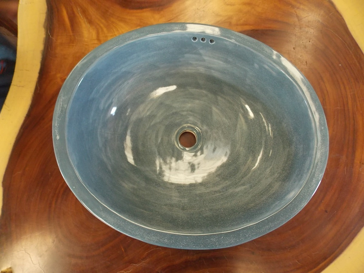 Lavabo Ovalin Gigante En Talavera Fina Gris Estilo Antiguo.