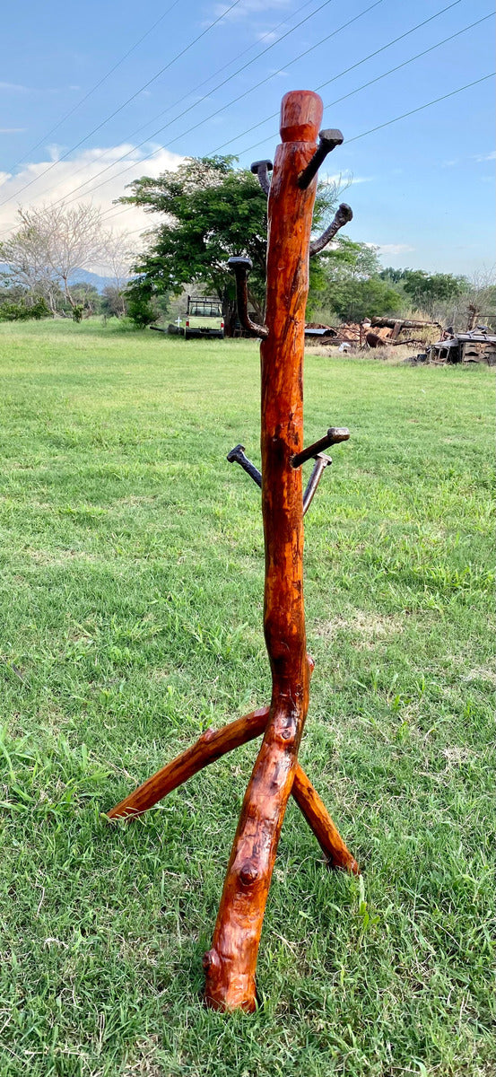 Rustic Coat Rack Made of Sustainable Wood in an Antique Style.
