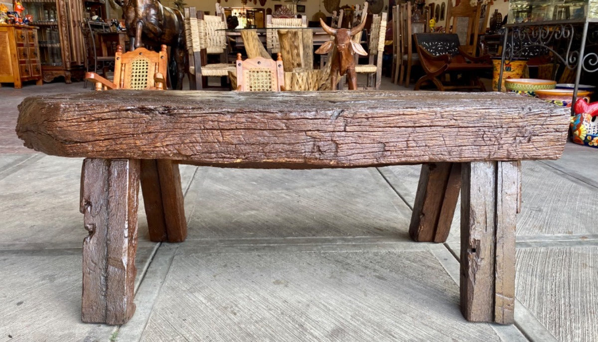 Original Banca Rustica De Madera De Mezquite Unica