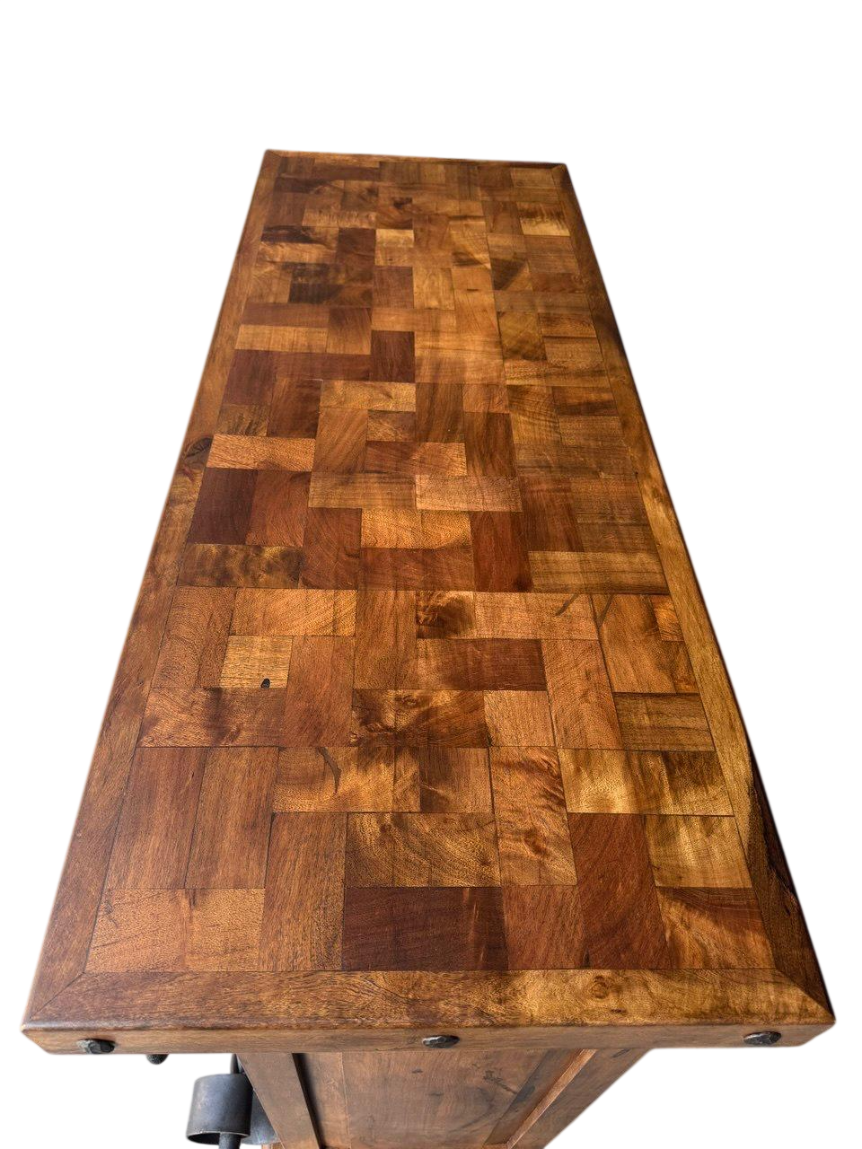 Barra Cantina De Madera De Mezquite Y Hierro Forjado Antiguo