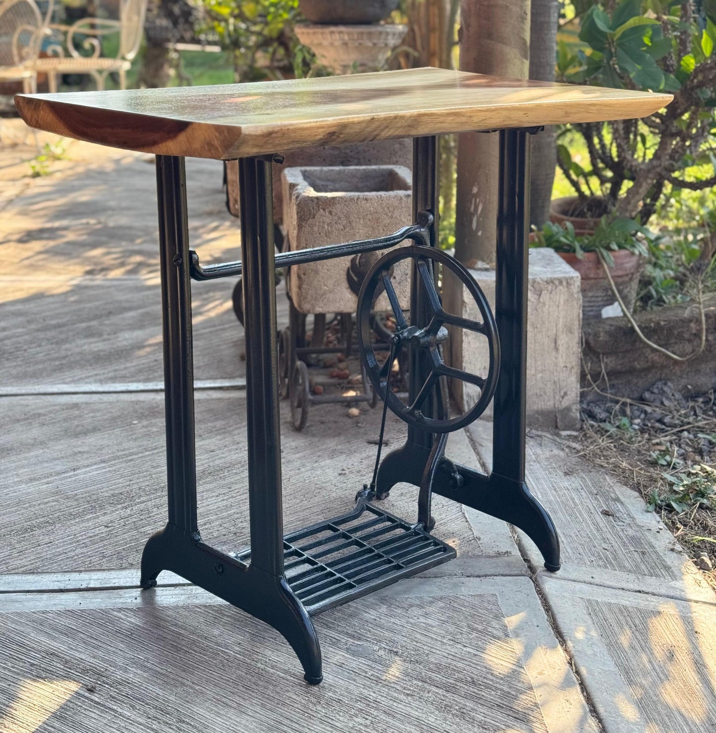 Beautiful Credenza Table with Antique Sewing Machine Pedal