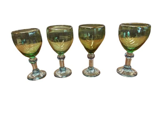 Juego De Copas Artesanales Cristal Soplado Estilo Antiguo. 4 copas