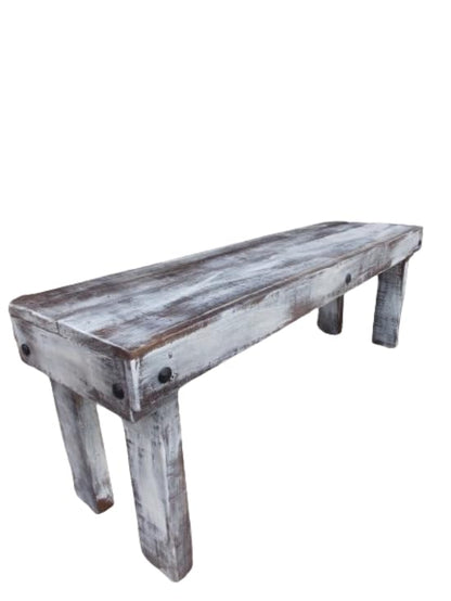 Handcrafted solid wood bench, 1m x 29cm x 43cm high, vintage style, for 2 people, ideal for terraces, cabins and beach houses 
