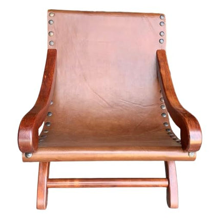Silla Sillon Miguelito Descanso Piel Mezquite Estilo Antiguo