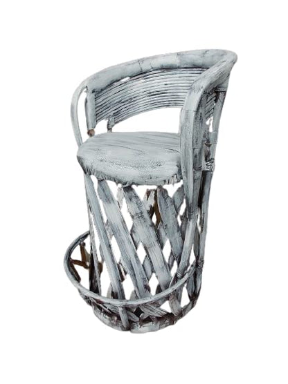 Antique Distressed Equipal Bar Stool for Cantina Bar. 