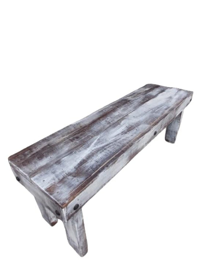 Handcrafted solid wood bench, 1m x 29cm x 43cm high, vintage style, for 2 people, ideal for terraces, cabins and beach houses 