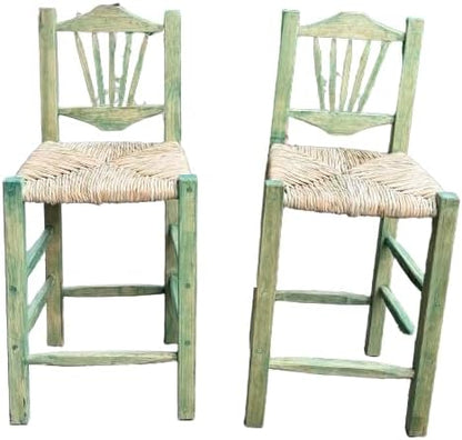 Sustainable Oak Wood Bar Stool, Green 