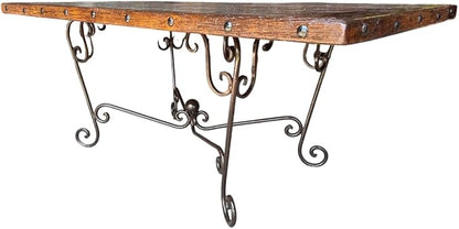Mesa Comedor Puerta Antigua Siglo XIX Encino y Hierro Forjado