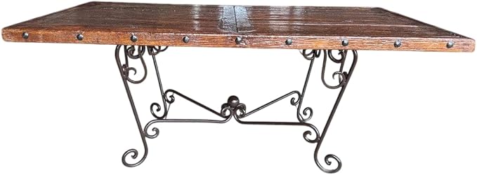 Mesa Comedor Puerta Antigua Siglo XIX Encino y Hierro Forjado