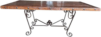 Mesa Comedor Puerta Antigua Siglo XIX Encino y Hierro Forjado