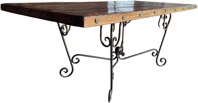 Mesa Comedor Puerta Antigua Siglo XIX Encino y Hierro Forjado