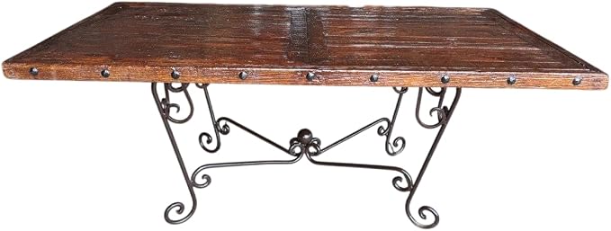 Mesa Comedor Puerta Antigua Siglo XIX Encino y Hierro Forjado