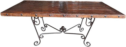 Mesa Comedor Puerta Antigua Siglo XIX Encino y Hierro Forjado